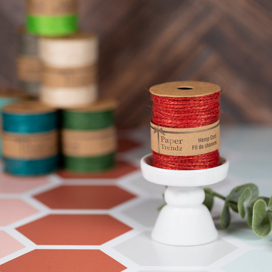 10 Meter Hemp Cord Ribbon - Red
