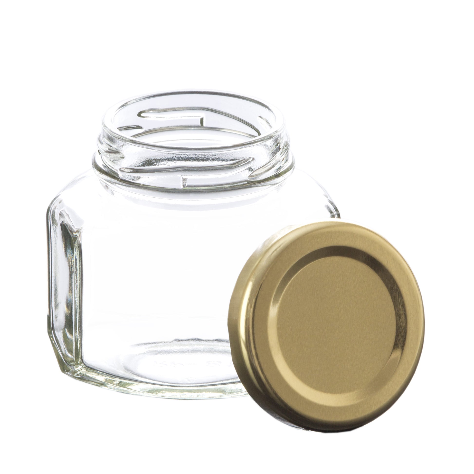 Oval Hexagon Glass Jar with Gold Lid 110 ml