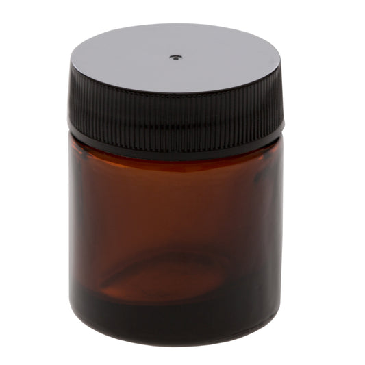 15 ml Amber Glass Jar with 33-400 Black Ribbed Cap
