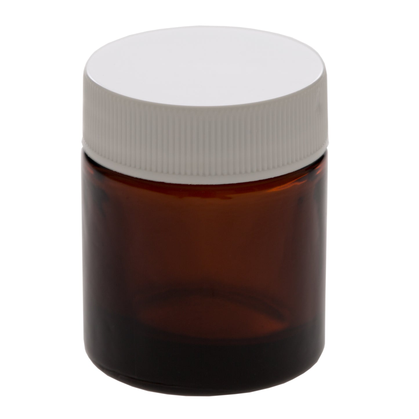 15 ml Amber Glass Jar with 33-400 White Ribbed Cap