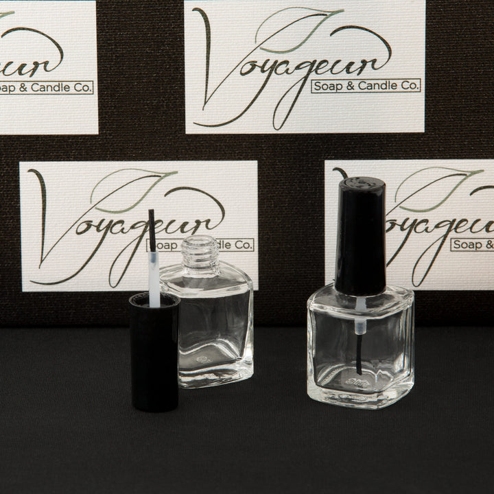 15 ml Beveled Square Nail Polish Bottle with Brush and Black Cap