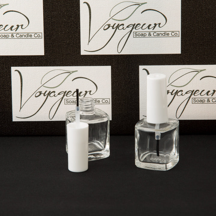15 ml Beveled Square Nail Polish Bottle with Brush and White Cap