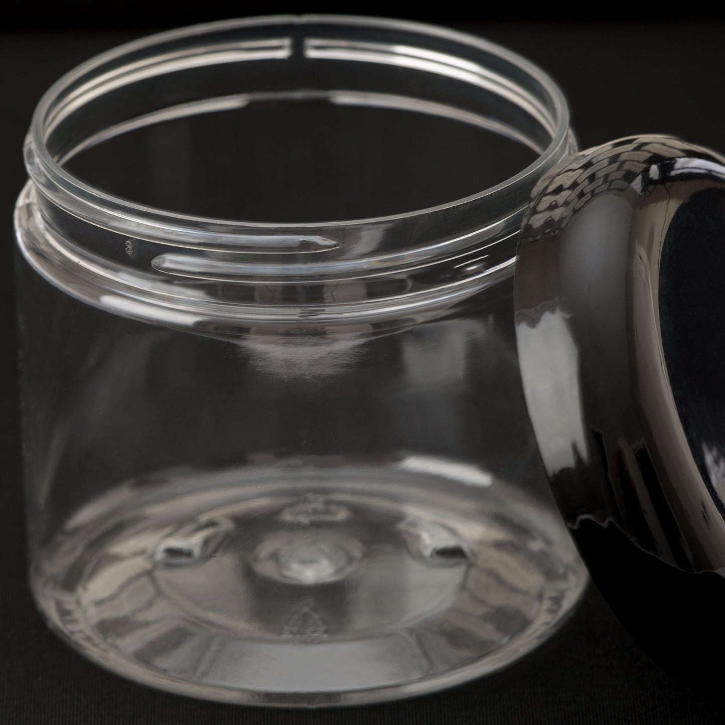 16 oz Clear Straight Sided Jar with Black Dome Cap