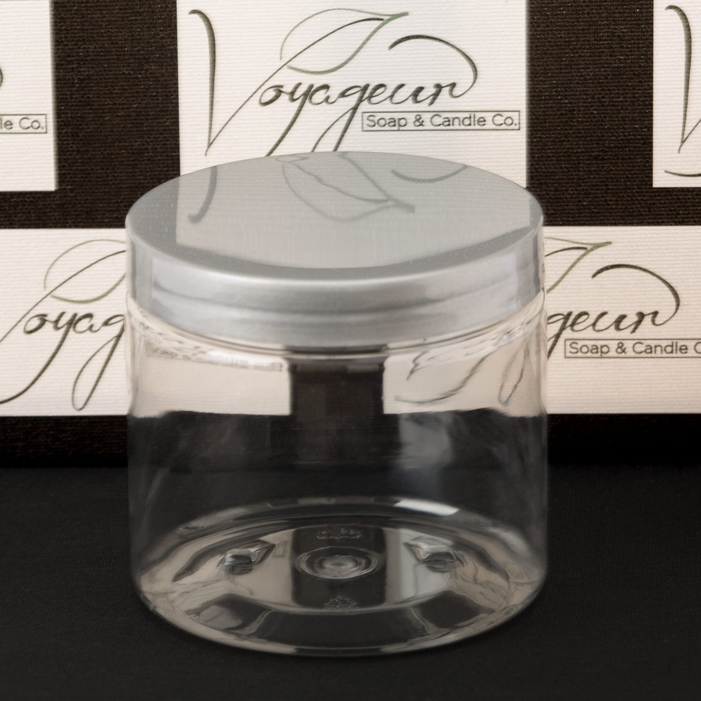 16 oz Clear Straight Sided Jar with Silver Gloss Cap