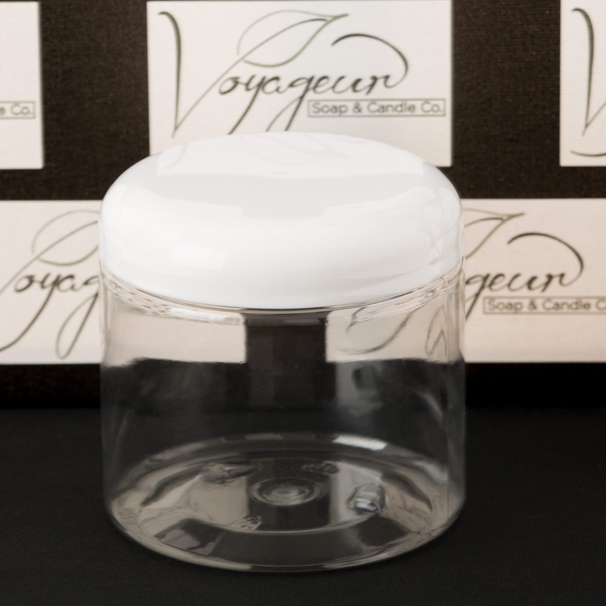 16 oz Clear Straight Sided Jar with White Dome Cap