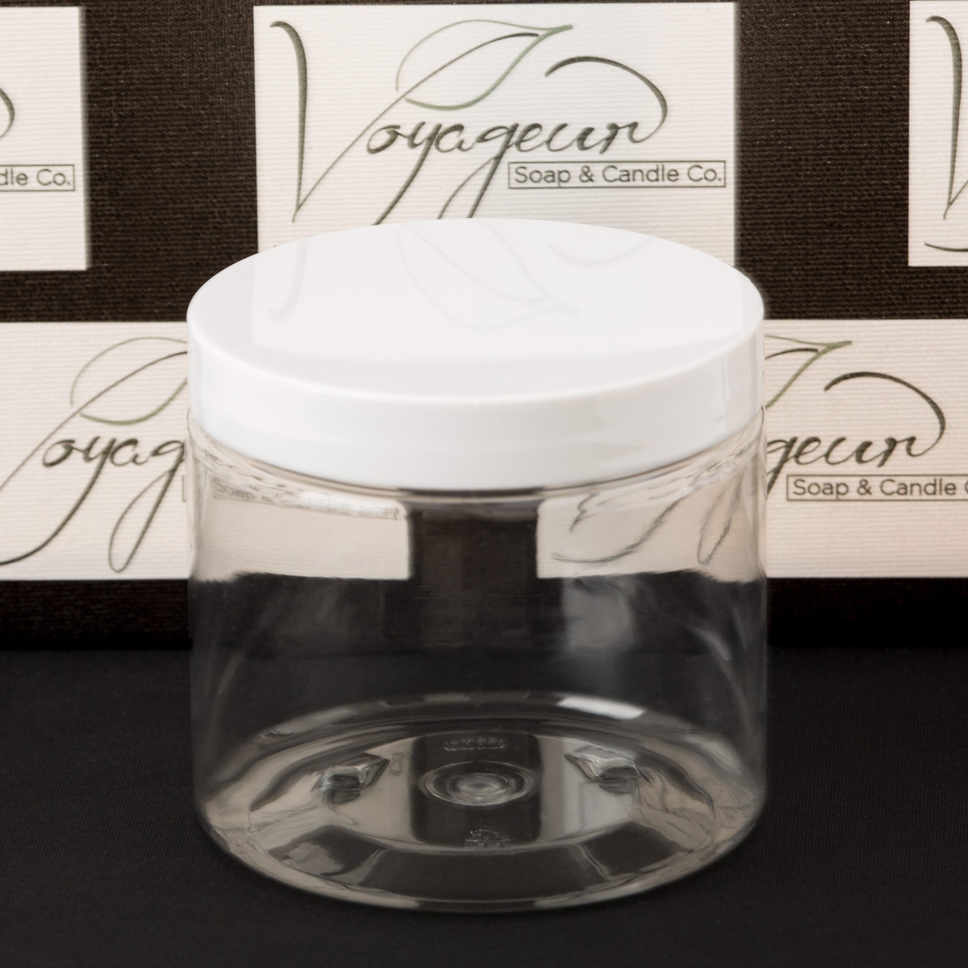 16 oz Clear Straight Sided Jar with White Gloss Cap