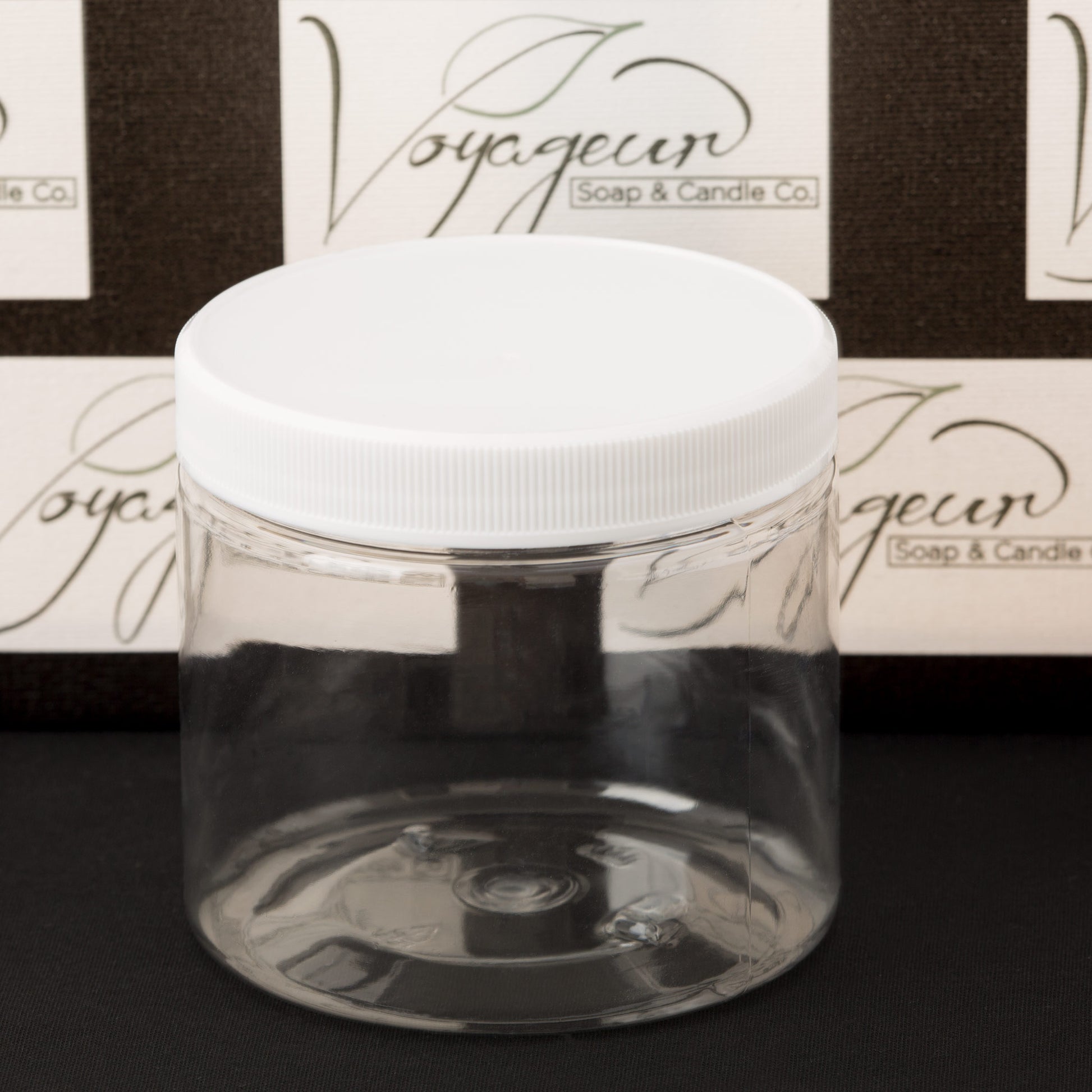 16 oz Clear Straight Sided Jar with White Ribbed Cap