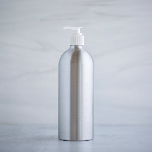 480 ml / 16 oz Aluminum Bottle with 24-410 White Lotion Pump