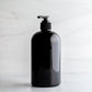 16oz Black Boston Round Bottle with Black Pump