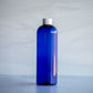 16 oz Blue Bullet Bottle with White Screw Cap