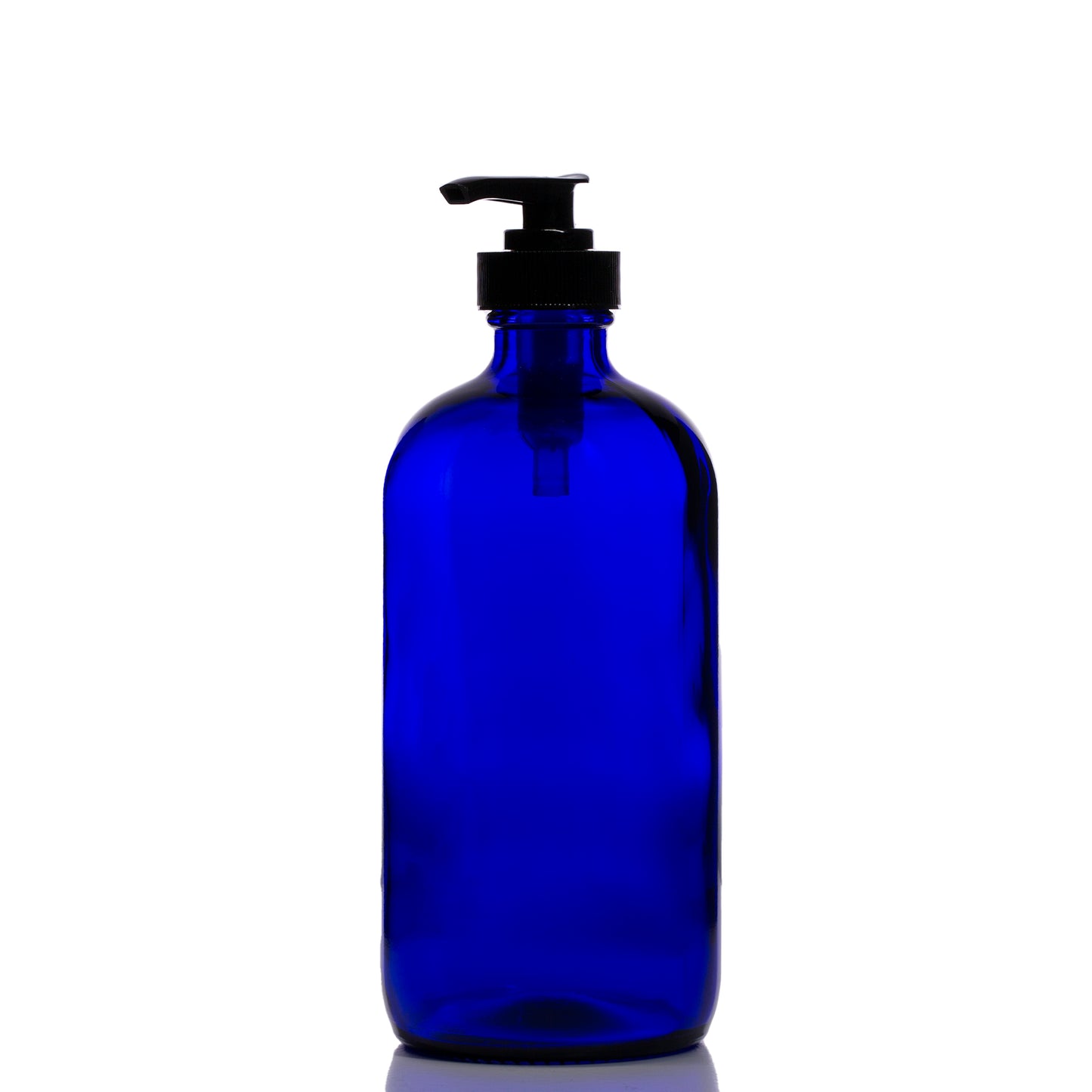 16oz Blue Glass Bottle with Black Pump
