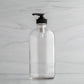 16 oz Clear Glass Bottle with Black Saddle Pump