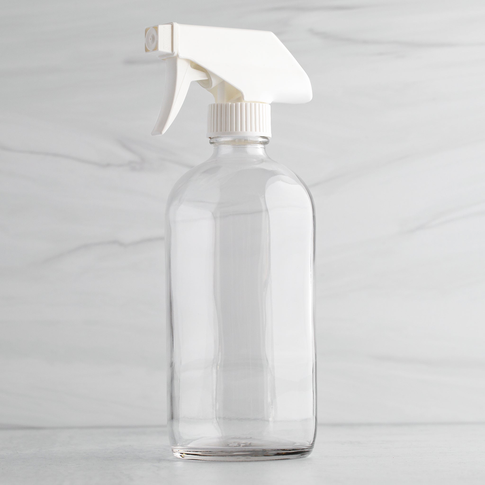 16 oz Clear Glass Bottle with White Trigger Sprayer