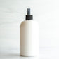 16 oz White PET Boston Round Bottle with 24-410 Black Fine Mist Sprayer