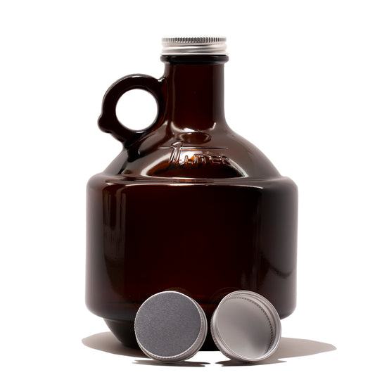 1 Litre / 32 fl. oz. Amber Glass Growler Bottle 38-400 Aluminum Cap