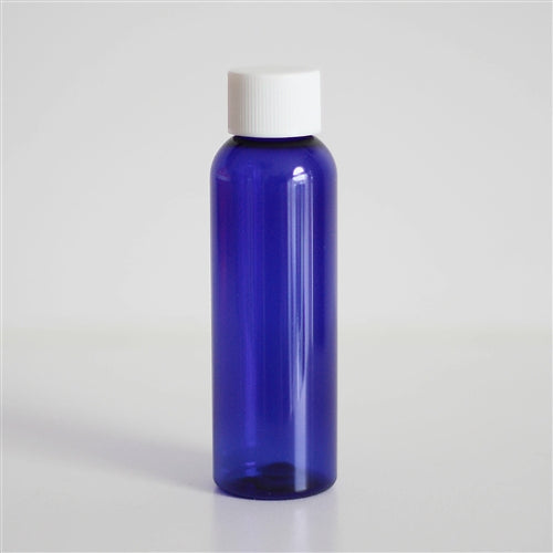 2 oz Blue PET Bullet with White Ribbed Cap
