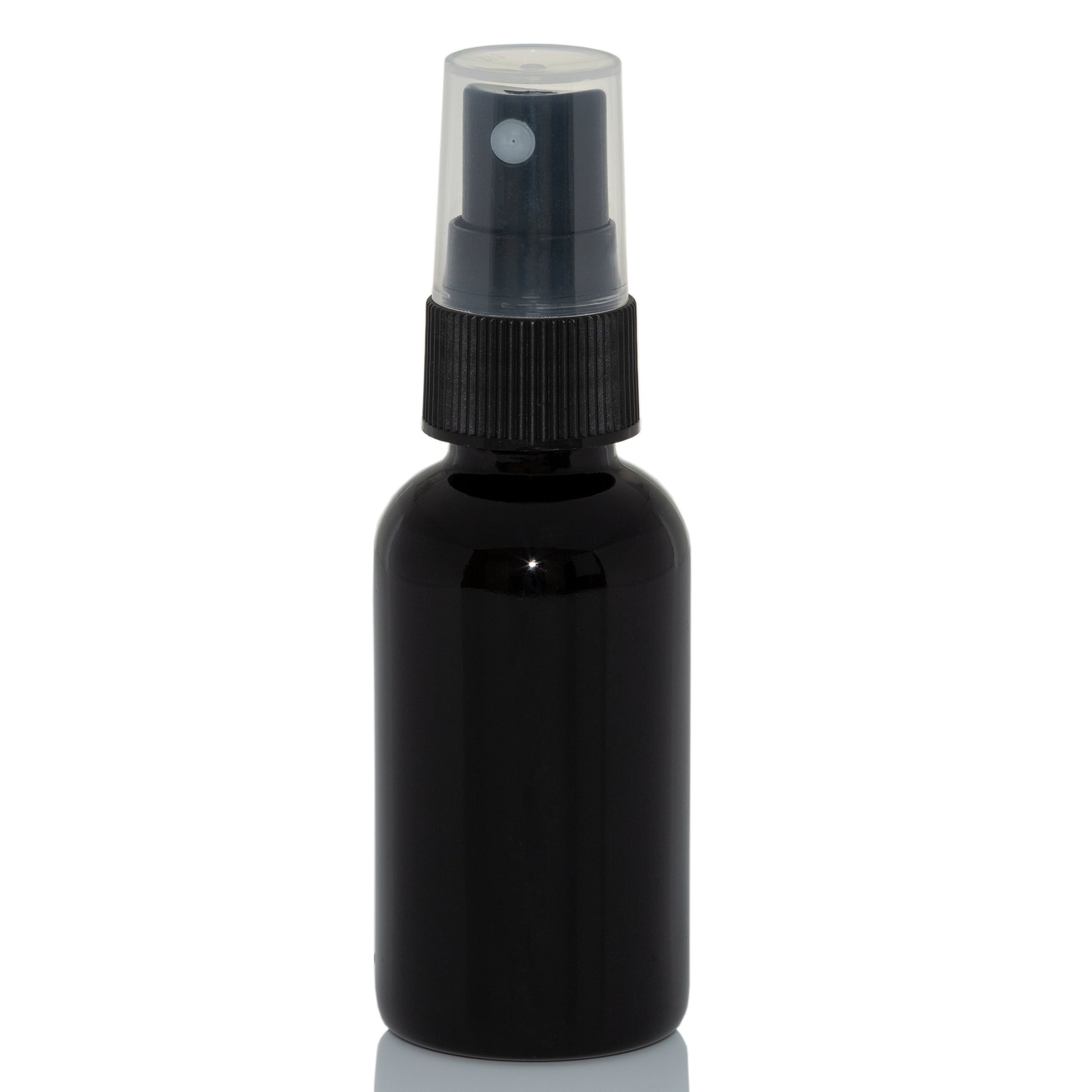 1 oz Black Glass Bottle with 20-400 Black Fine Mist Sprayer