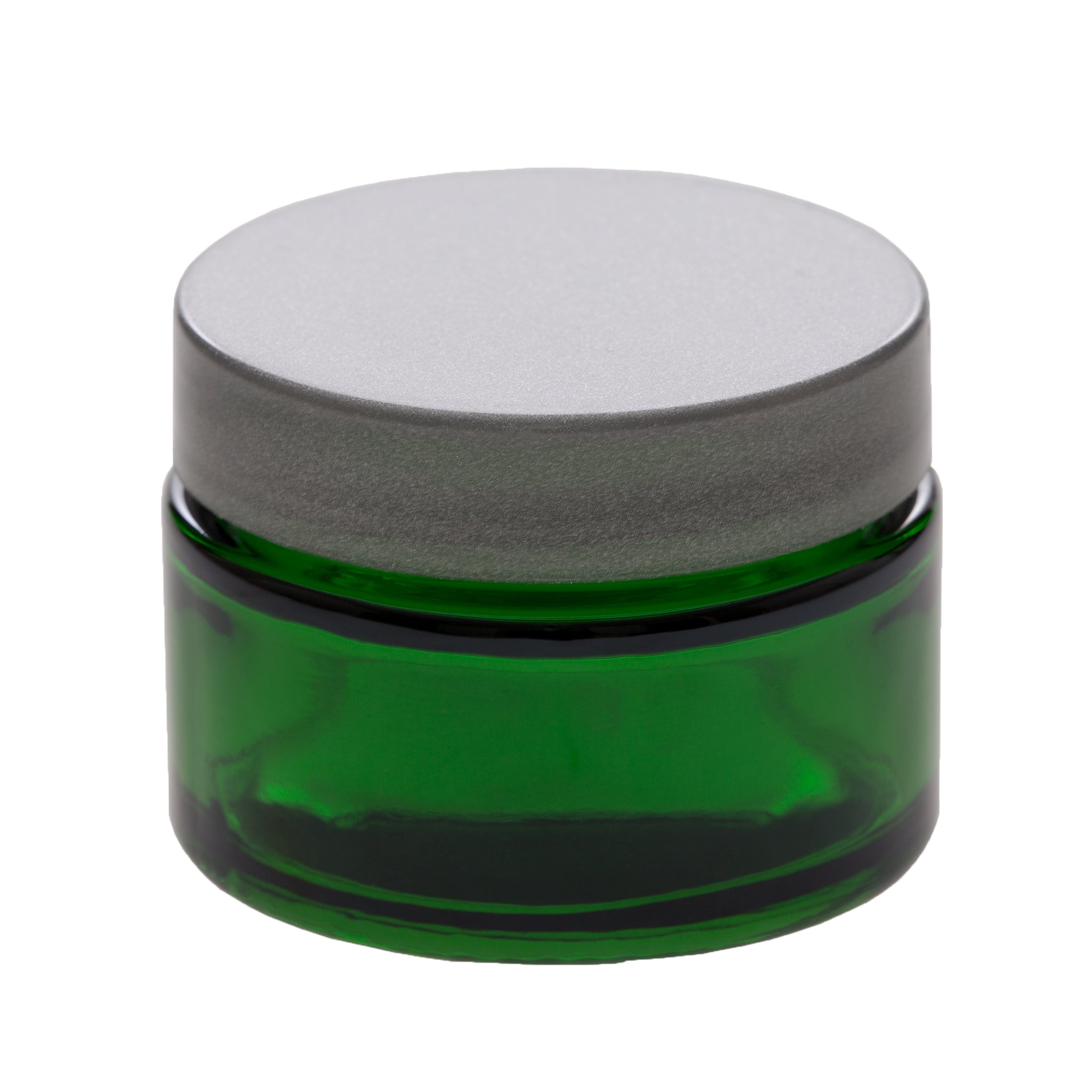 1 oz Green Glass Jar with 48-400 Silver Gloss Smooth Cap