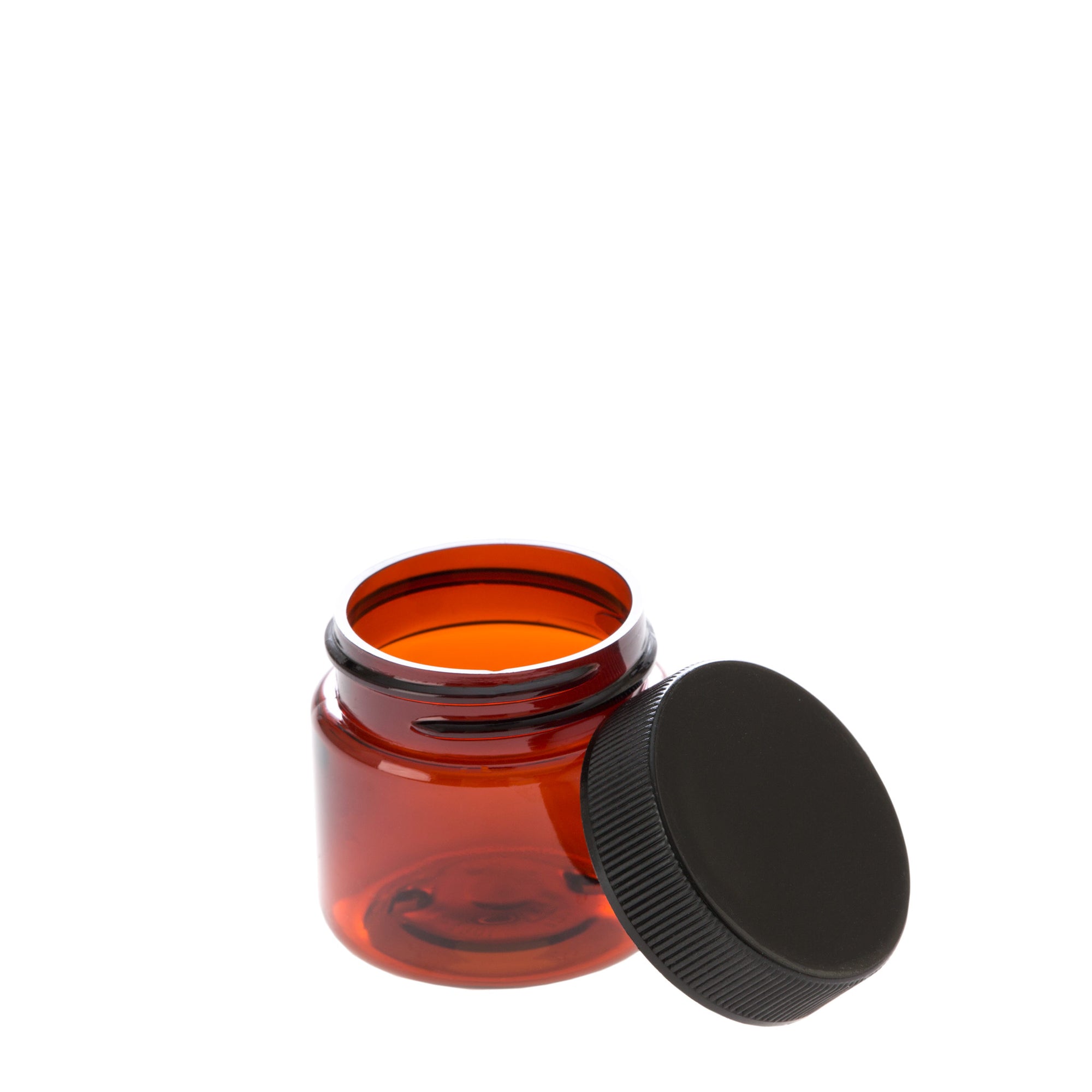1 oz Amber Straight Sided Jar with Black Ribbed Screw Cap