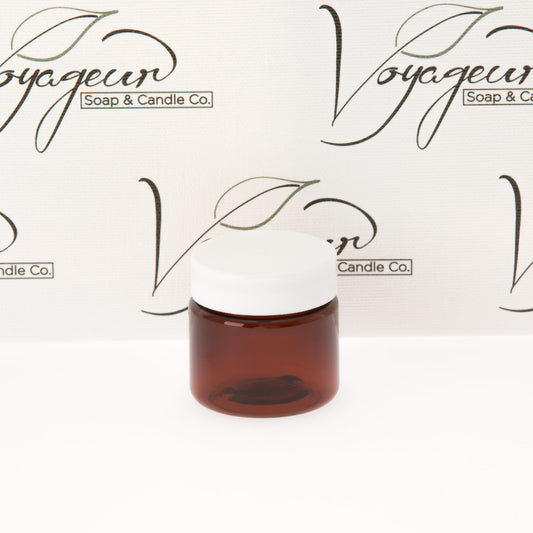 1 oz Amber Straight Sided Jar with White Flat Gloss Smooth Cap