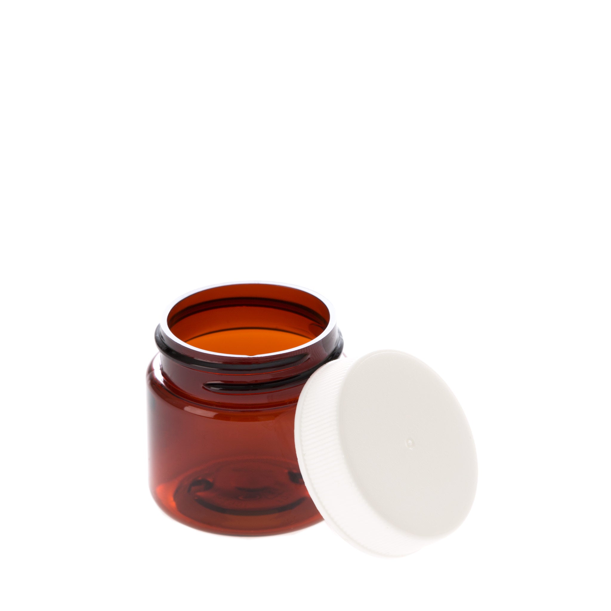 1 oz Amber Straight Sided Jar with White Ribbed Screw Cap