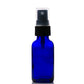 1 oz Blue Glass Boston Round Bottle with 20-400 Black Fine Mist Sprayer
