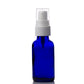 1 oz Blue Glass Boston Round Bottle with 20-400 White Treatment Pump