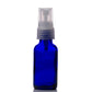1 oz Blue Glass Boston Round Bottle with 20-410 Natural Fine Mist Sprayer