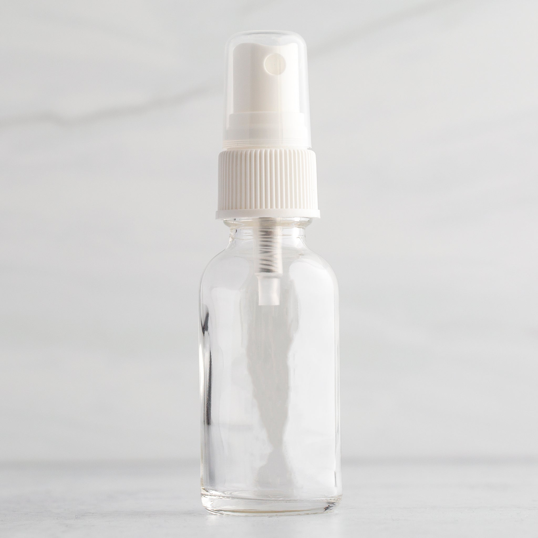 1 oz Clear Glass Bottle with White Mister