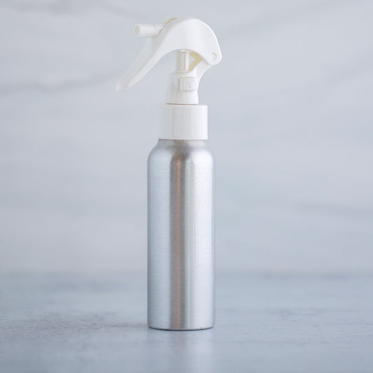80 ml / 2.7 oz Aluminum Bottle with 24-410 White Mini Trigger Sprayer
