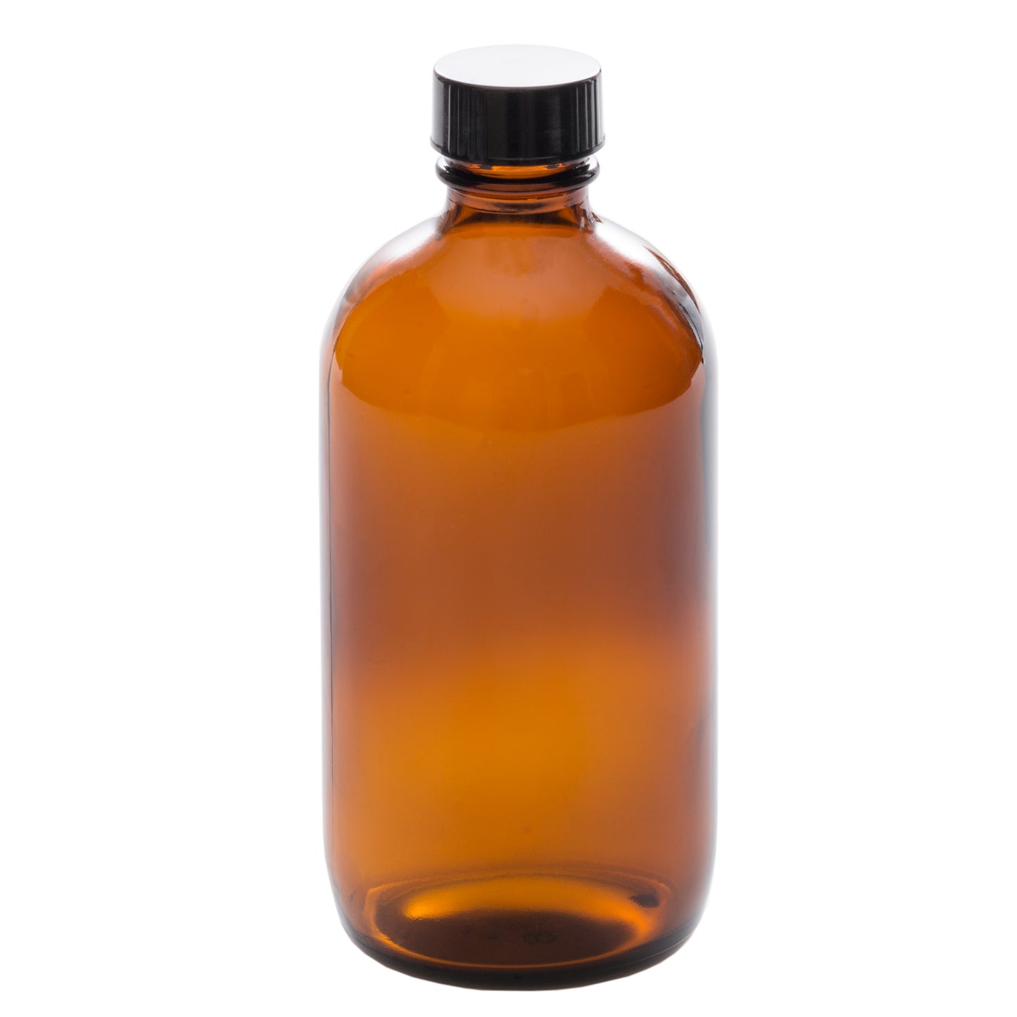 250 ml Amber Glass Bottle with 24-400 Black Phenolic Cap