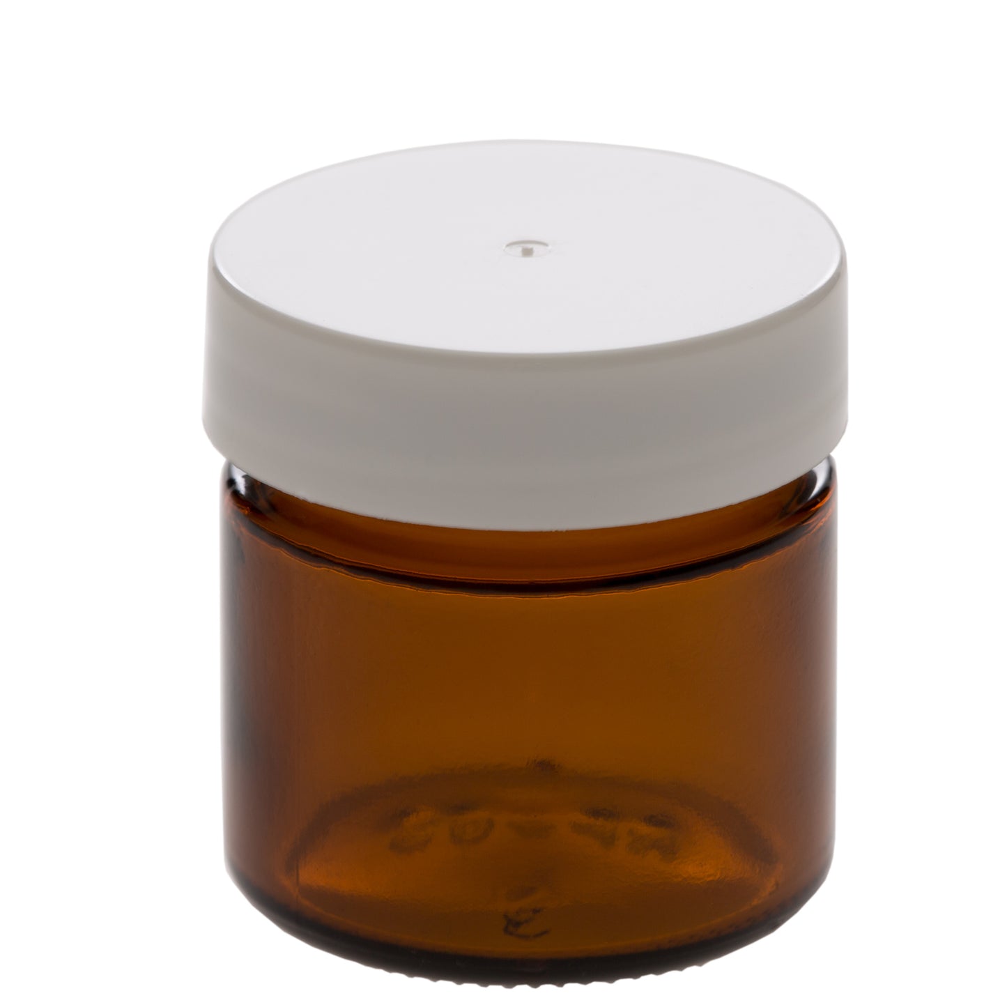 25 ml Amber Glass Jar with 38-400 White Gloss Smooth Cap