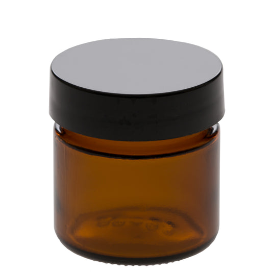 25 ml Amber Glass Jar with 38-400 Black Gloss Smooth Cap
