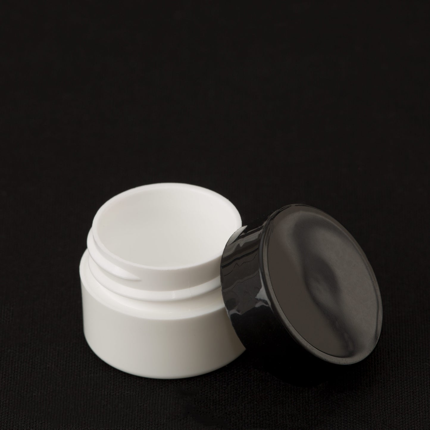 .25 oz / 7.5ml White Lip Balm Jar with Black Cap