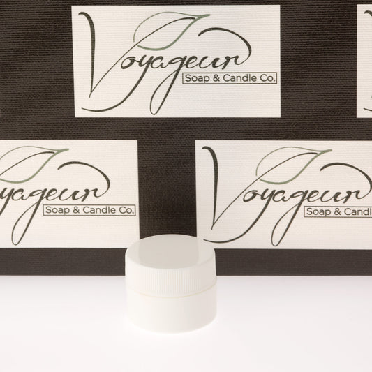 .25 oz / 7.5 ml White Lip Balm Jar with White Ribbed Cap