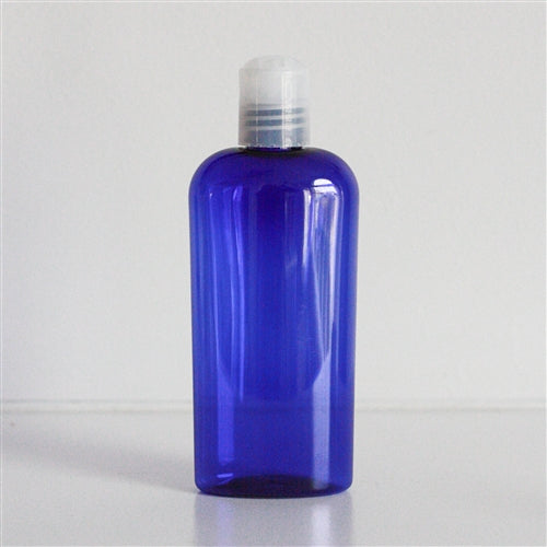 4 oz Blue PET Cosmo Oval with Disc Cap - Natural