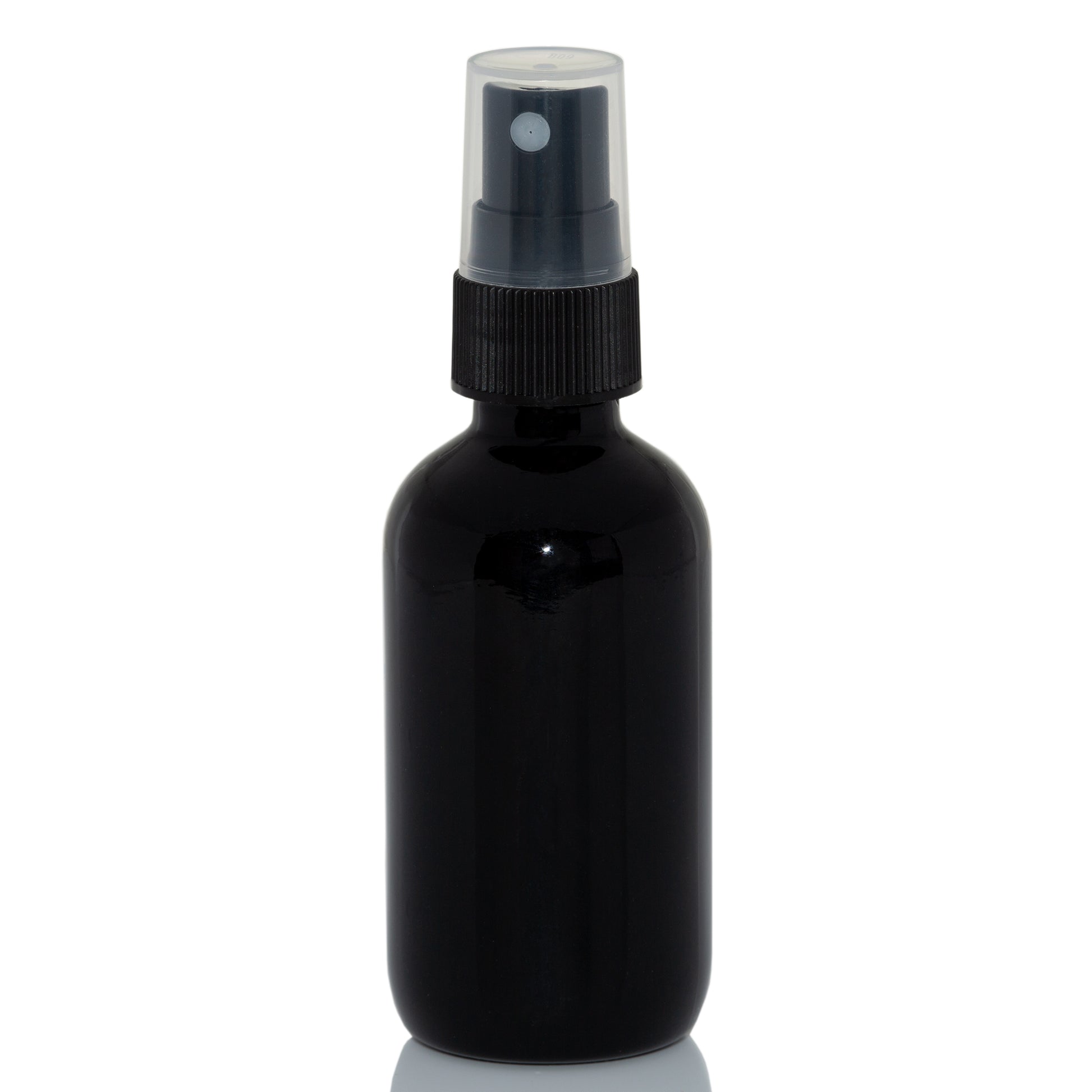 2 oz Black Glass Bottle with 20-400 Black Fine Mist Sprayer