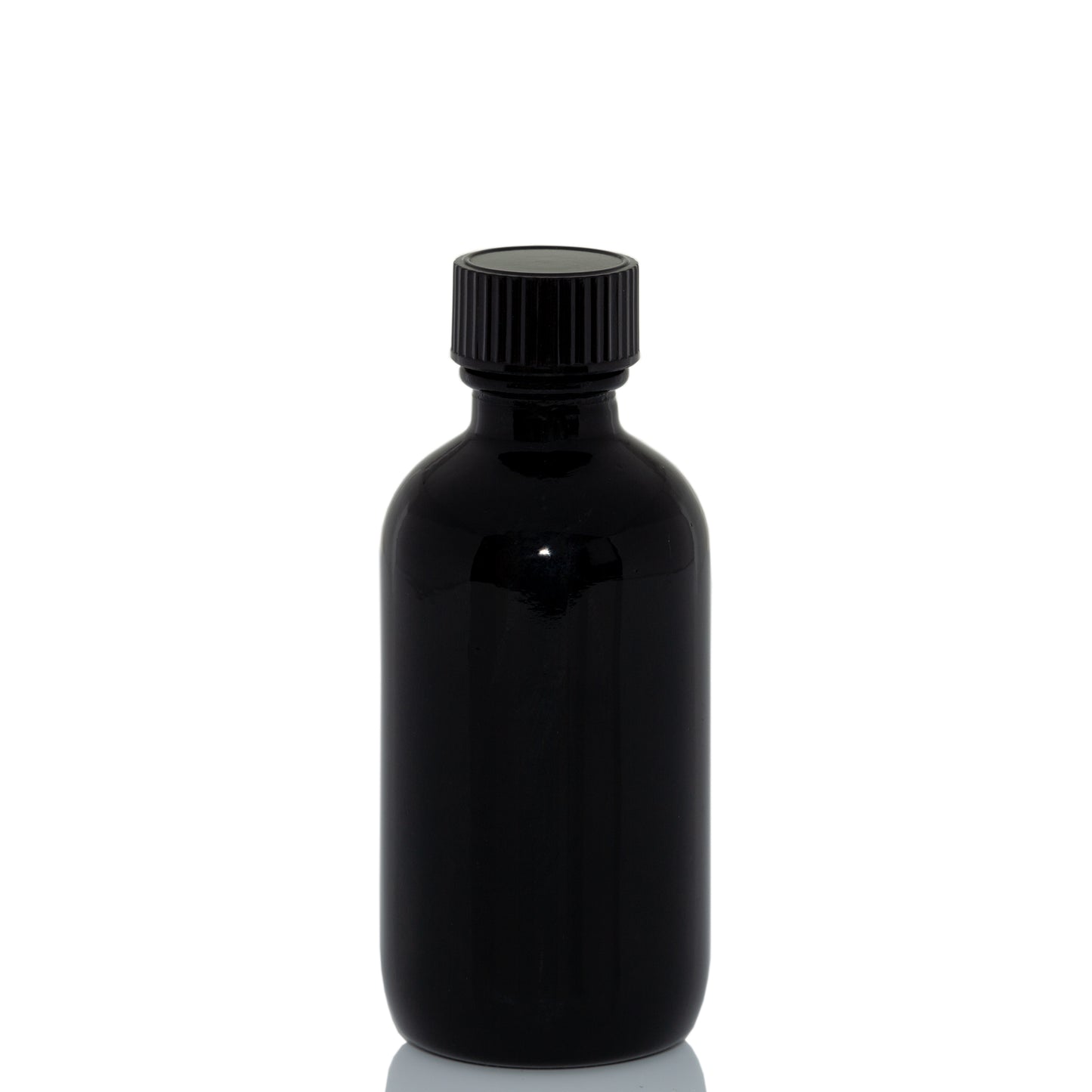 2 oz Black Glass Bottle with 20-400 Black Phenolic Cap