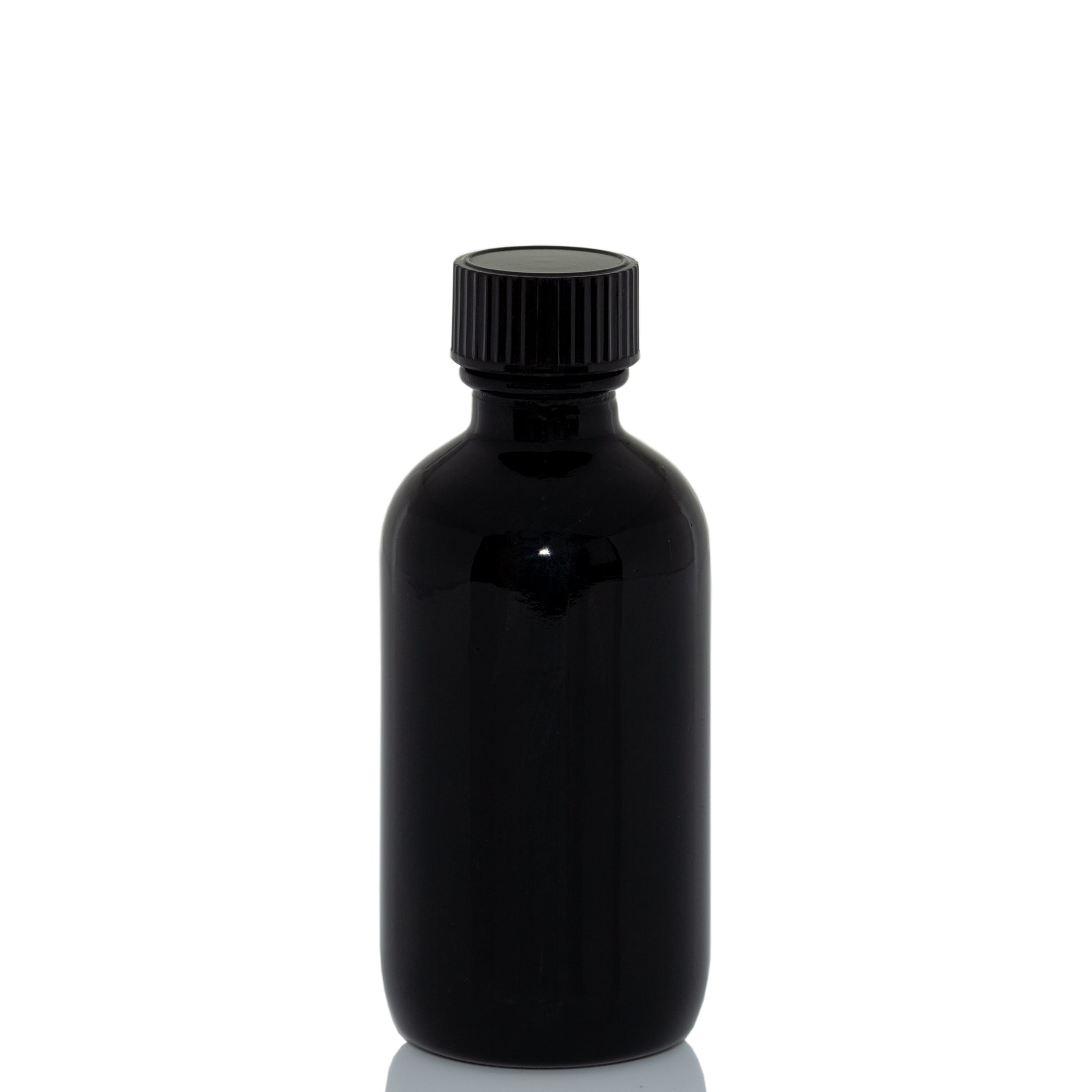 2 oz Black Glass Bottle with 20-400 Black Phenolic Cap