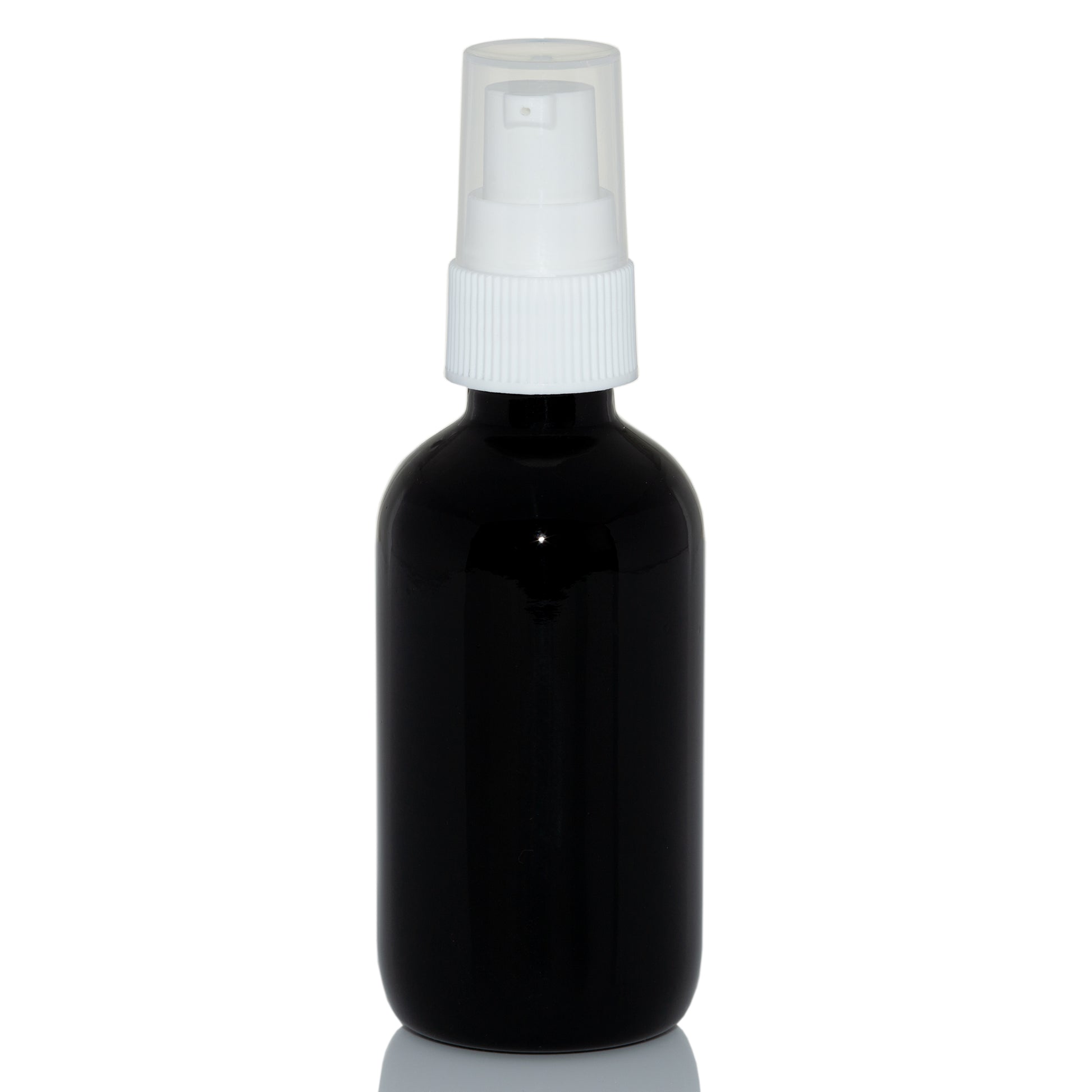 2 oz Black Glass Bottle with 20-400 White Treatment Pump