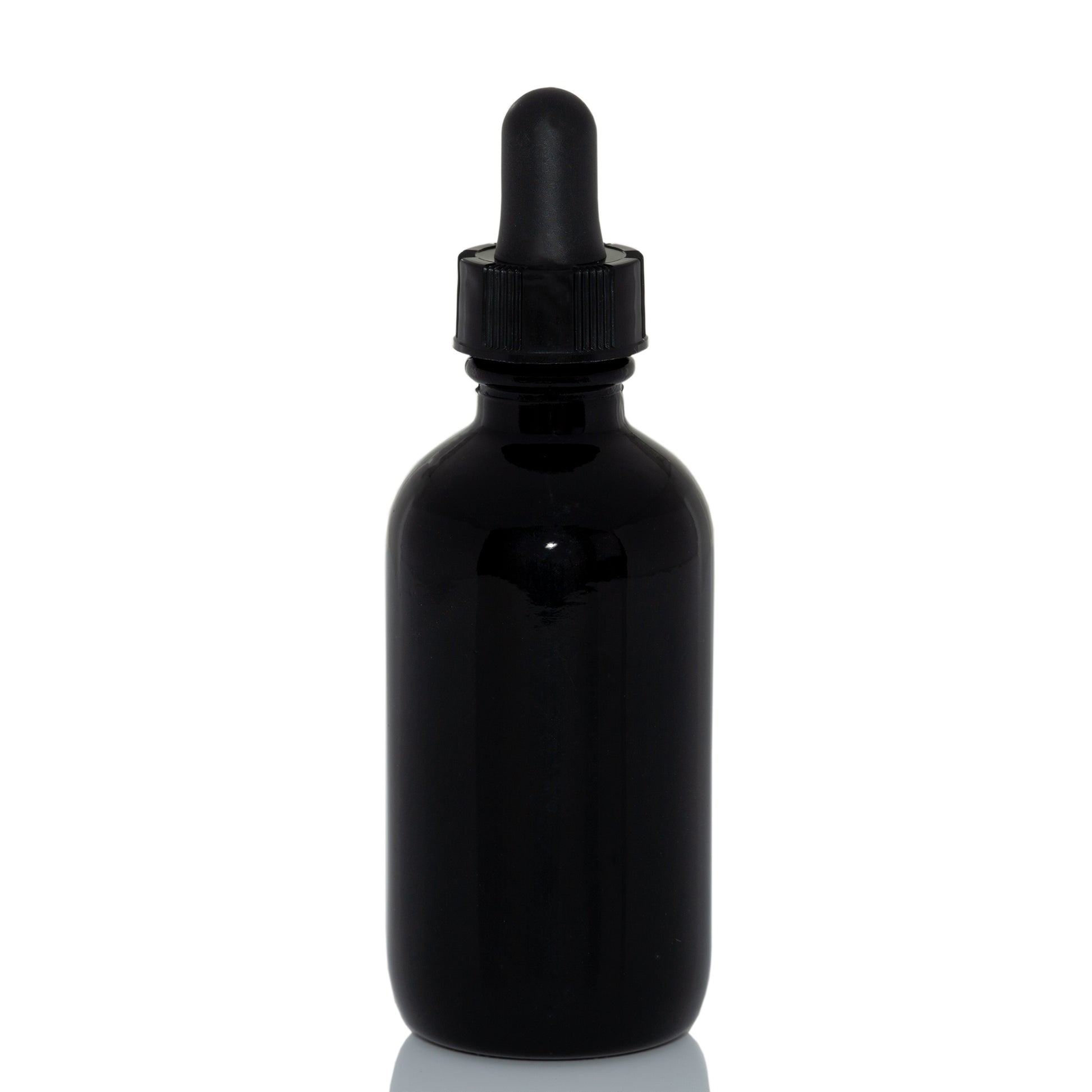2 oz Black Glass Bottle with 60 ml Glass Tube Dropper