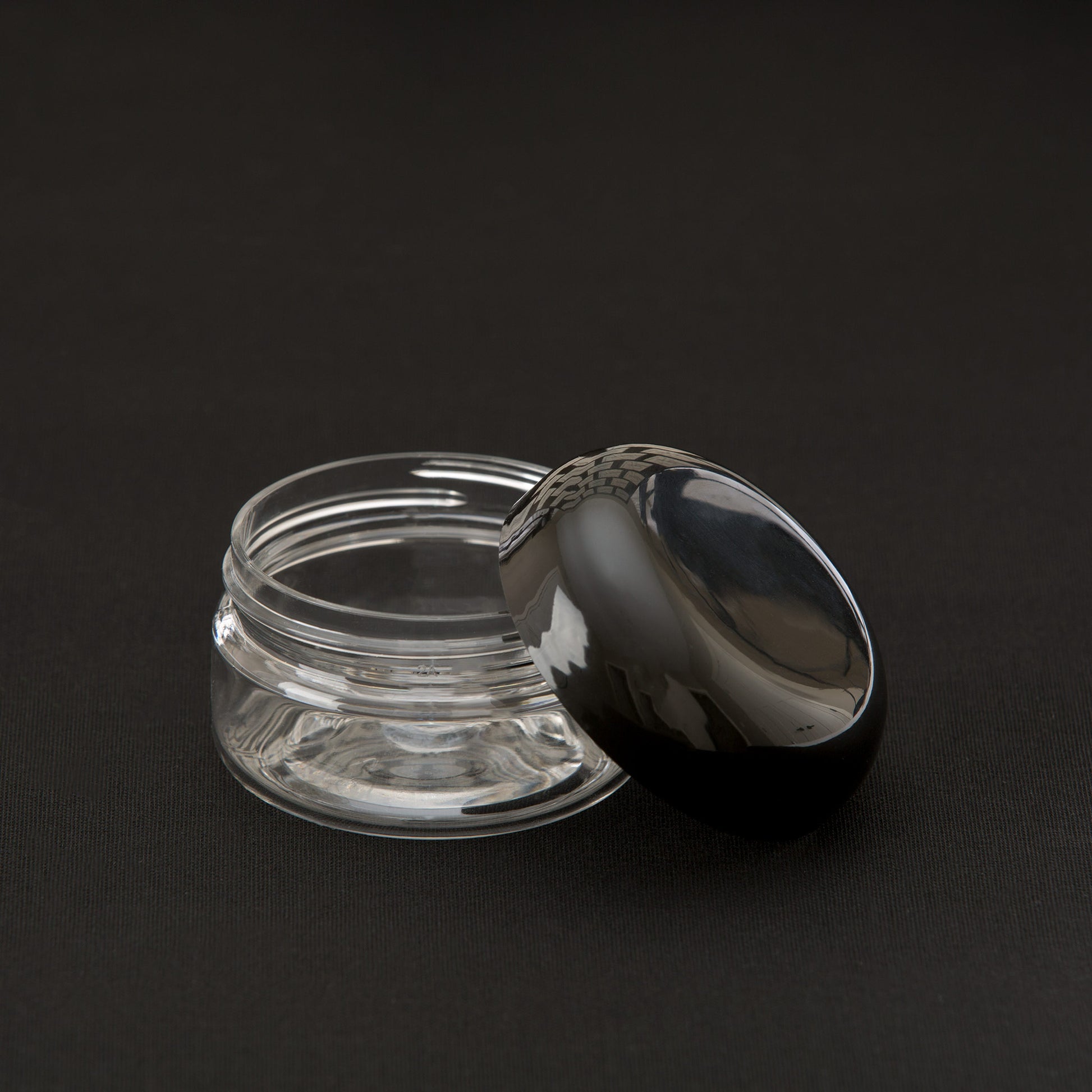 2 oz Clear Shallow Jar with Black Dome Cap