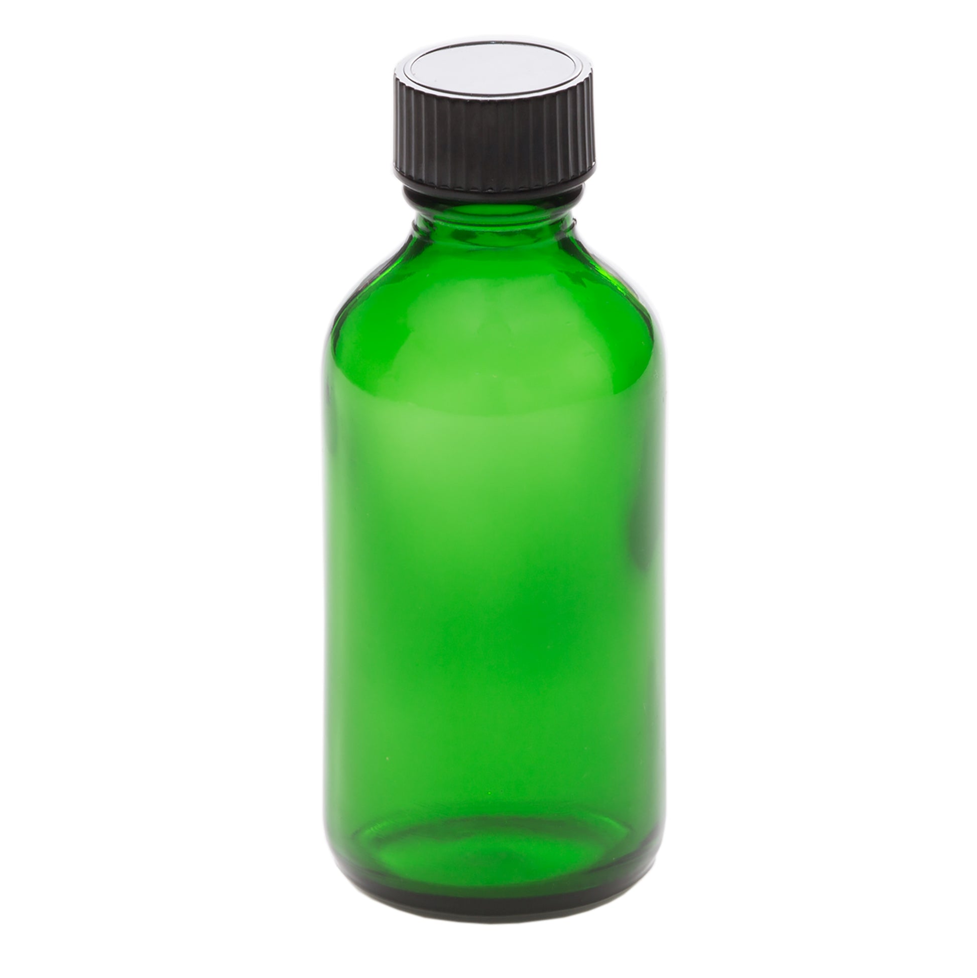 2 oz Green Glass Bottle with 20-400 Black Phenolic Cap