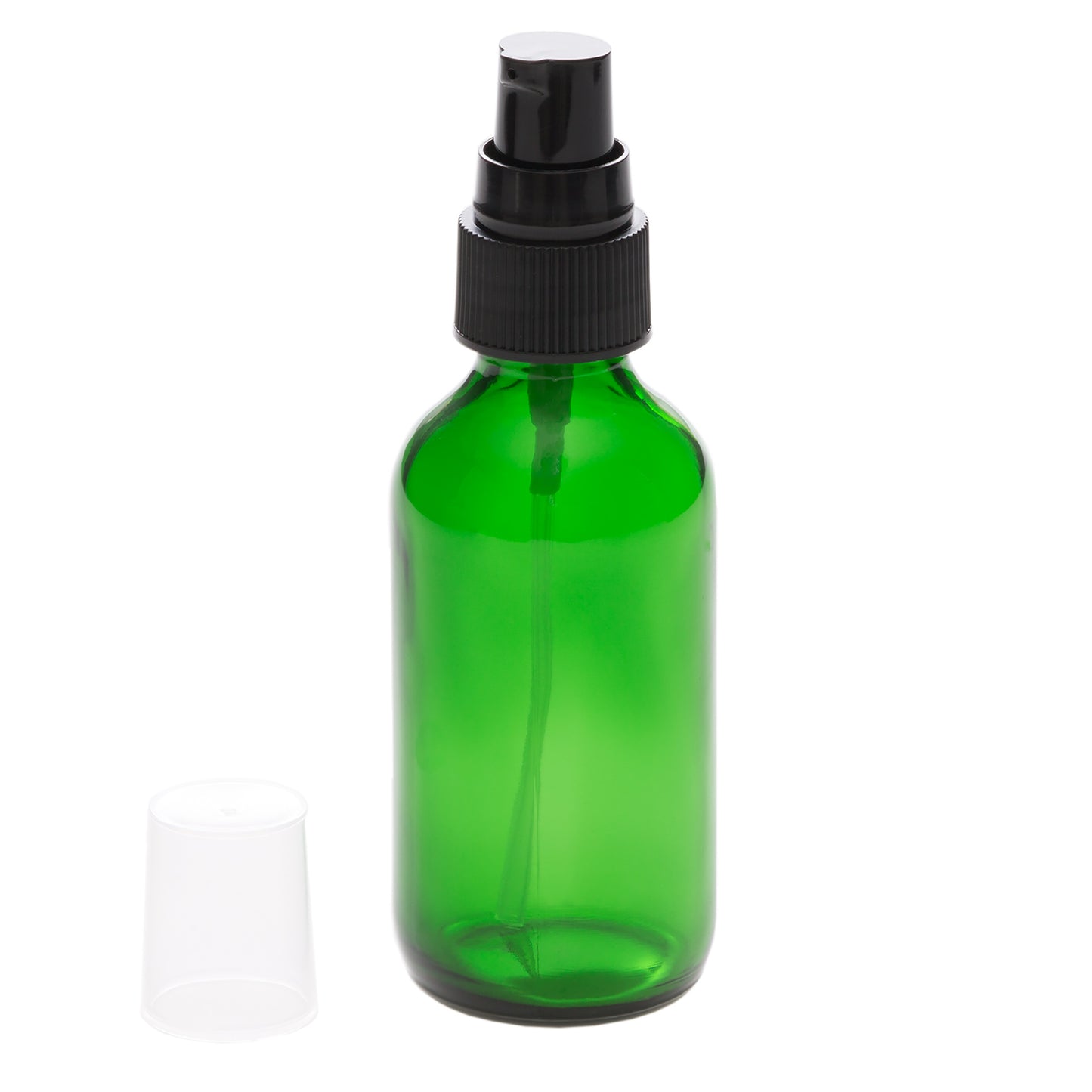 2 oz Green Glass Bottle with 20-400 Black Treatment Pump
