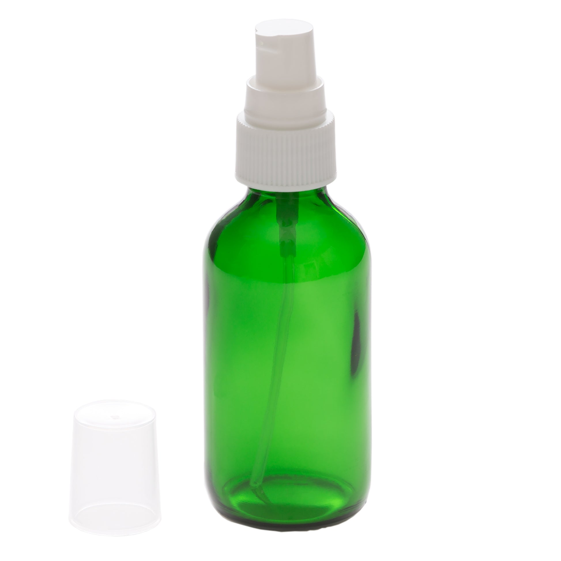 2 oz Green Glass Bottle with 20-400 White Treatment Pump