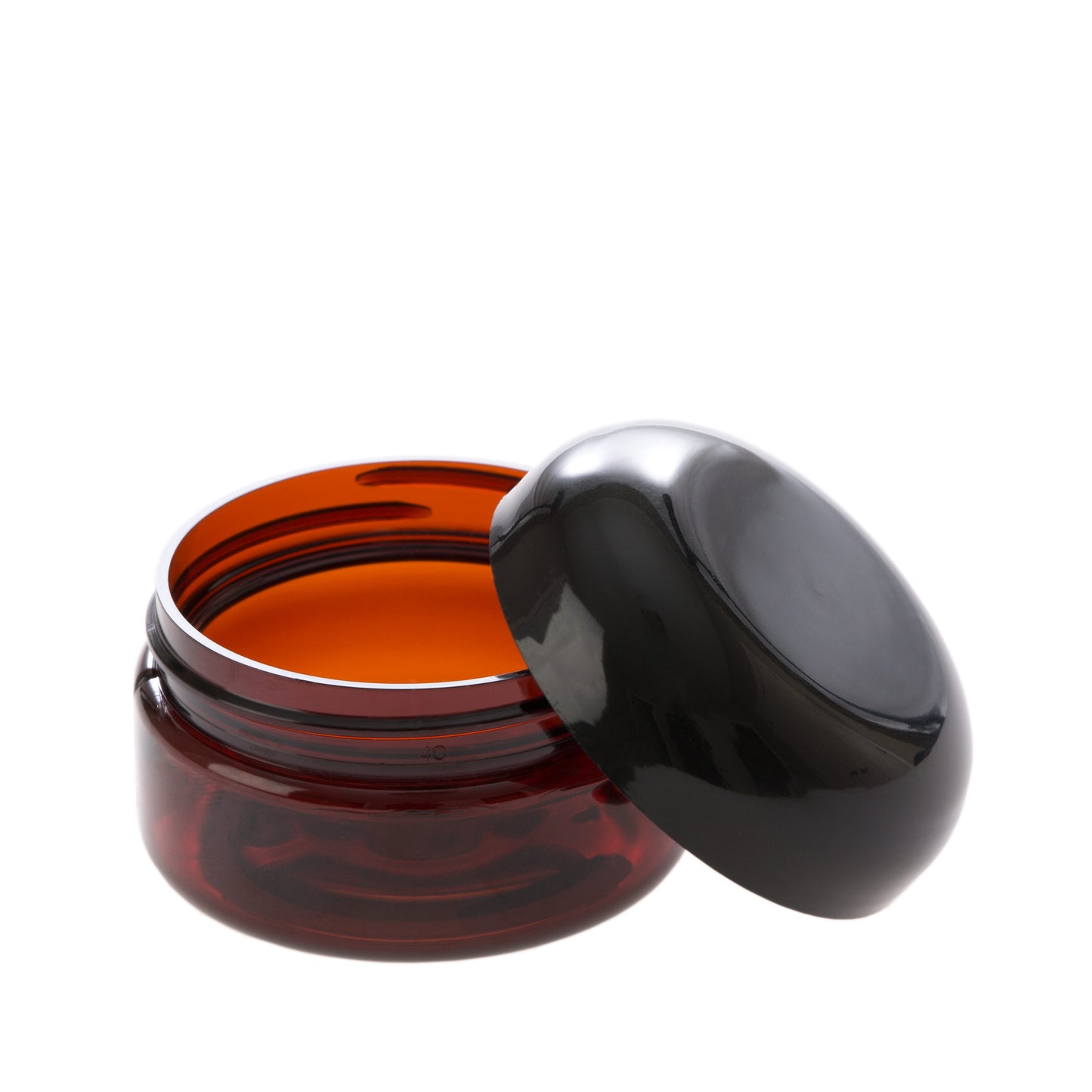 2 oz Amber Shallow Jar with Black Dome Cap