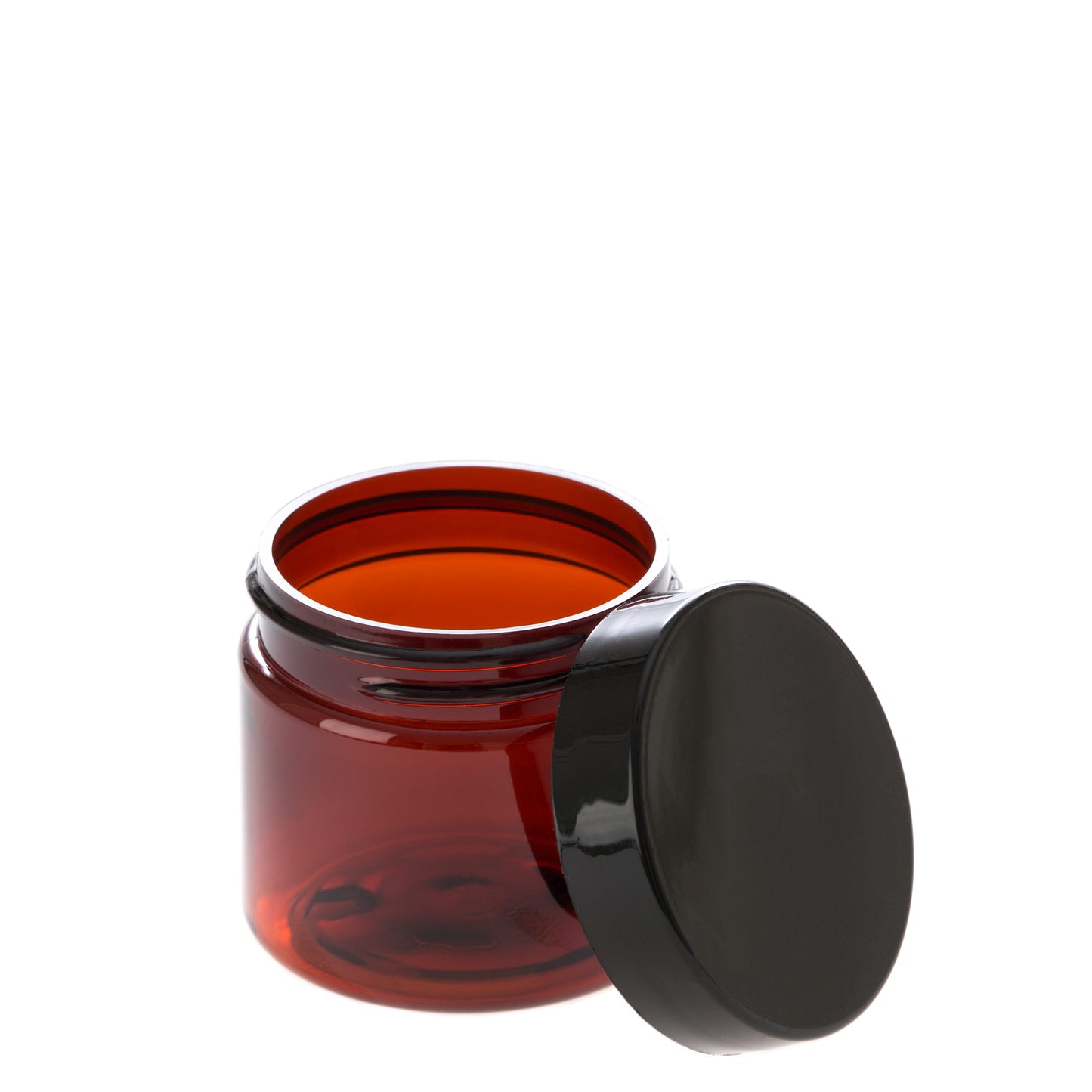 2 oz Amber Straight Sided Jar with Black Flat Gloss Smooth Cap