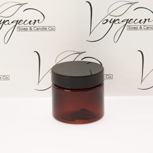 2 oz Amber Straight Sided Jar with Black Flat Gloss Smooth Cap