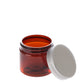 2 oz Amber Straight Sided Jar with Silver Flat Gloss Smooth Cap