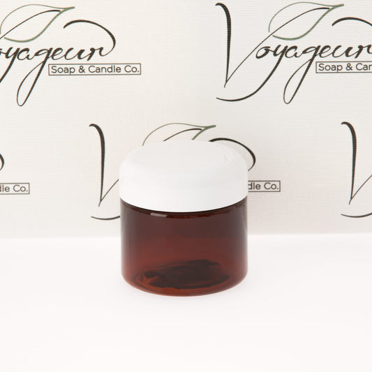 2 oz Amber Straight Sided Jar with White Dome Cap